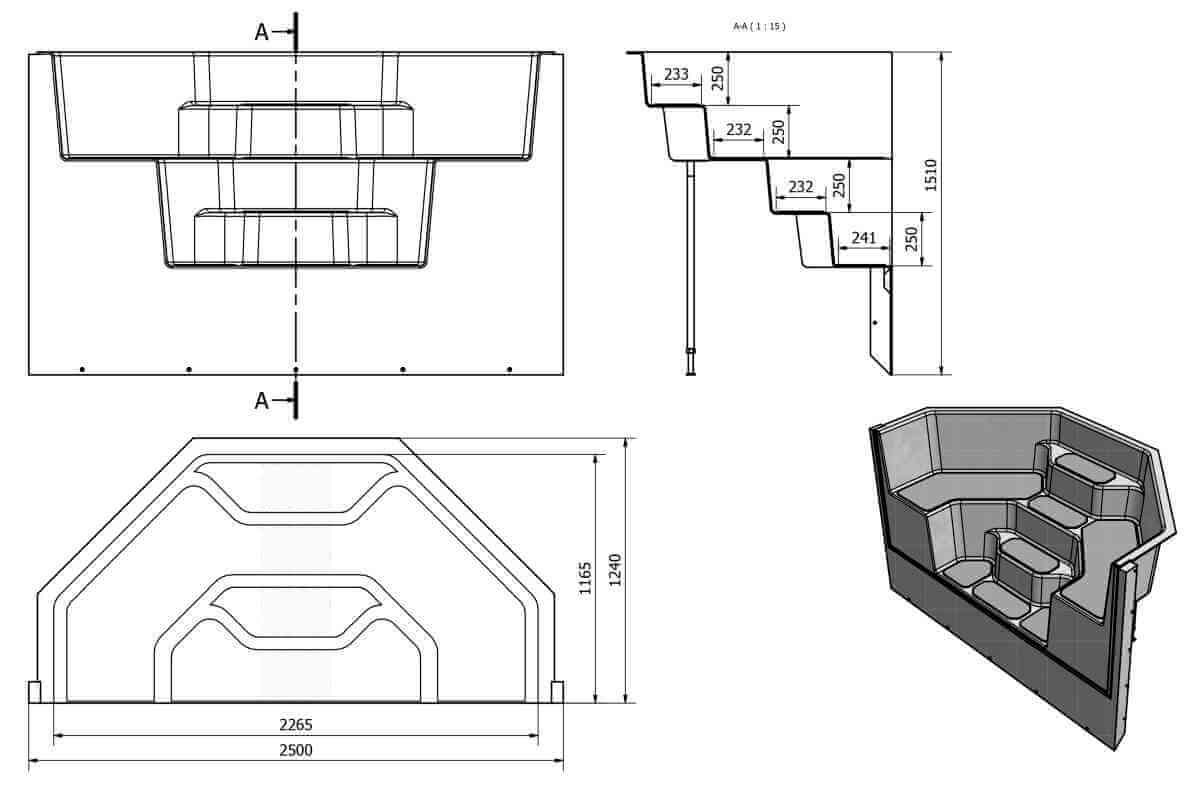 pooltreppe ecktreppe ravenna 250 aus polyester